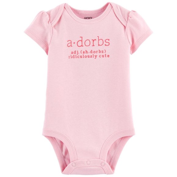 Carter's Baby Girl  "Adorbs" Collectible Bodysuit Size: 18M Color: Pink NWT - Picture 1 of 3